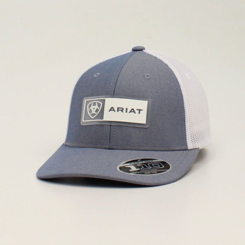 **Ariat Hat MENS SNAP BACK FLEX FIT 110 RUBBER PATCH LIGHT BLUE A300015313