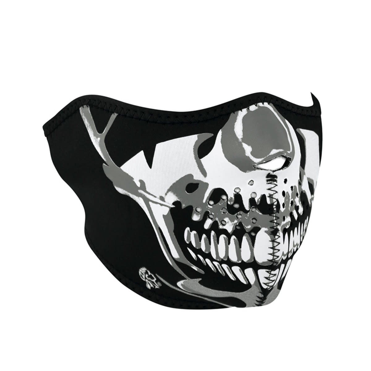 Zan Headgear Neoprene Half Mask Chrome Skull WNFM023H