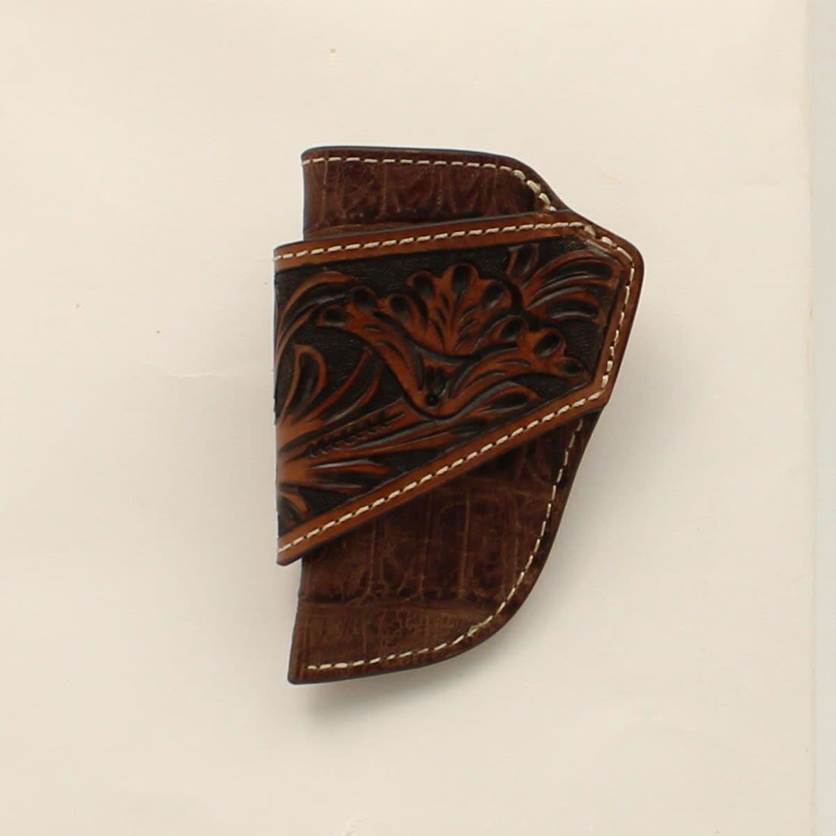 3D LEATHER HORIZONTAL KNIFE SHEATH TOOLED CROC PRINT BRWN D8400502