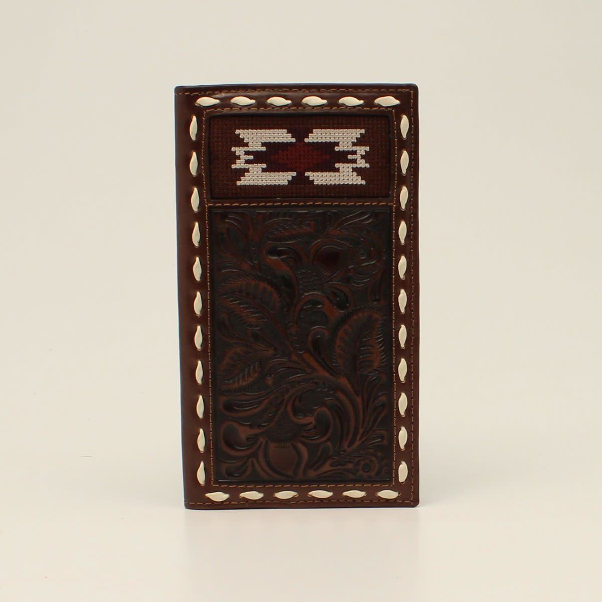Nocona Mens Rodeo Wallet Tooled Southwestern Buck Lacing Brown N500038002