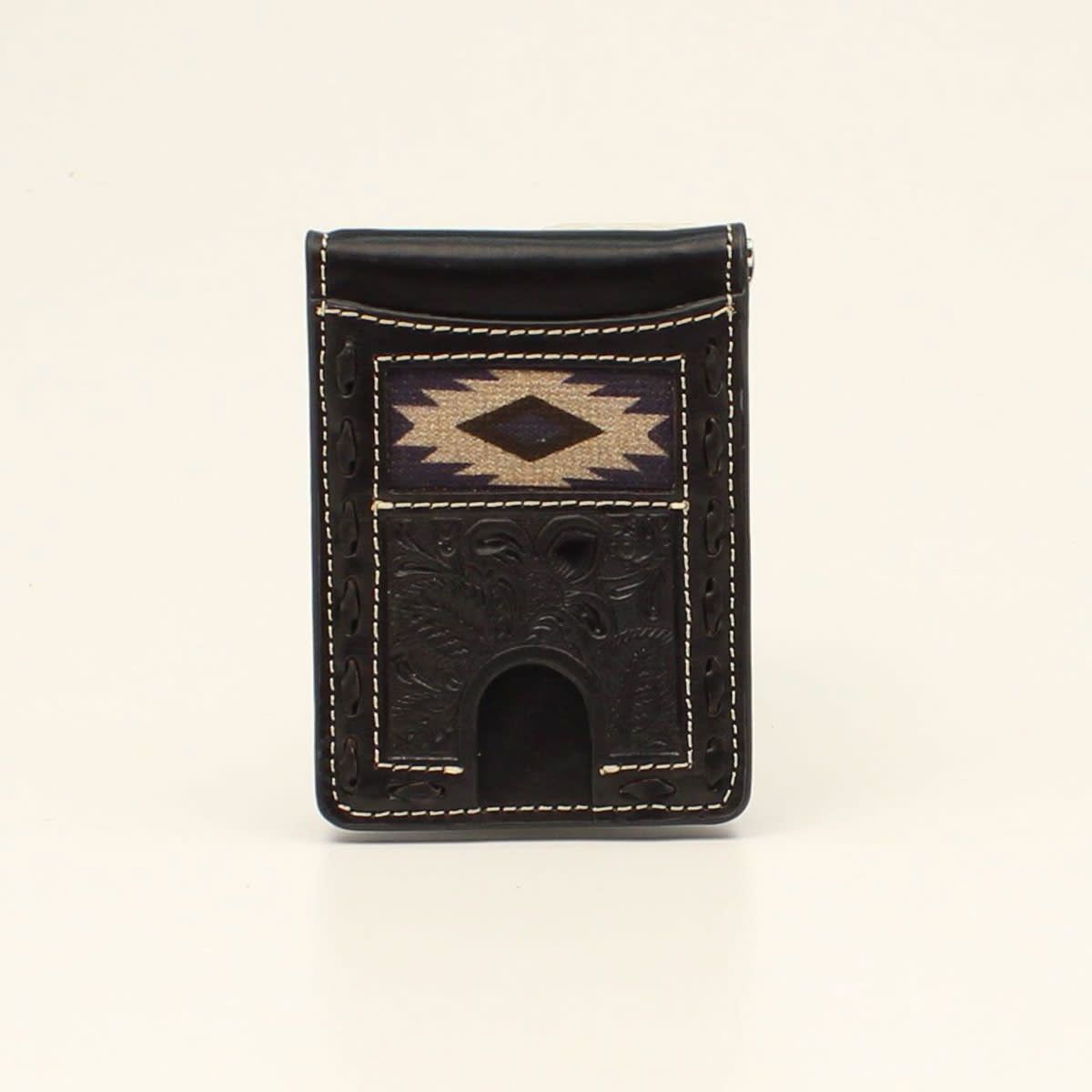 Nocona Bifold Money Clip Wallet Southwestern Buck Lacing Black N500043001