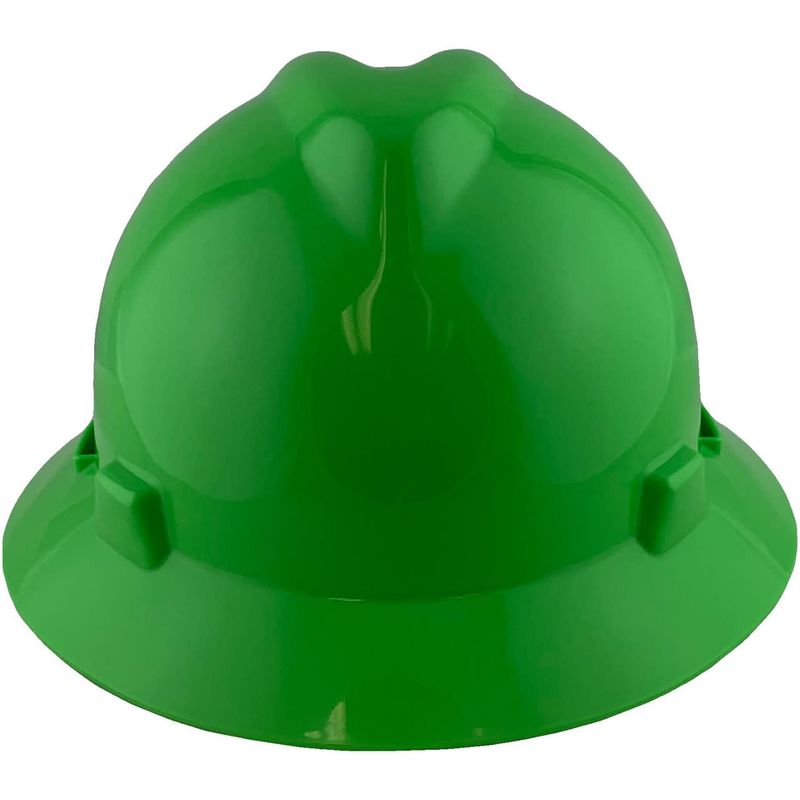MSA V-Gard Full Brim Hard Hats with Fas-Trac Suspensions Lime Green