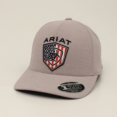 ARIAT MENS SNAP BACK FLEXFIT 110 USA FLAG GREY A300018906
