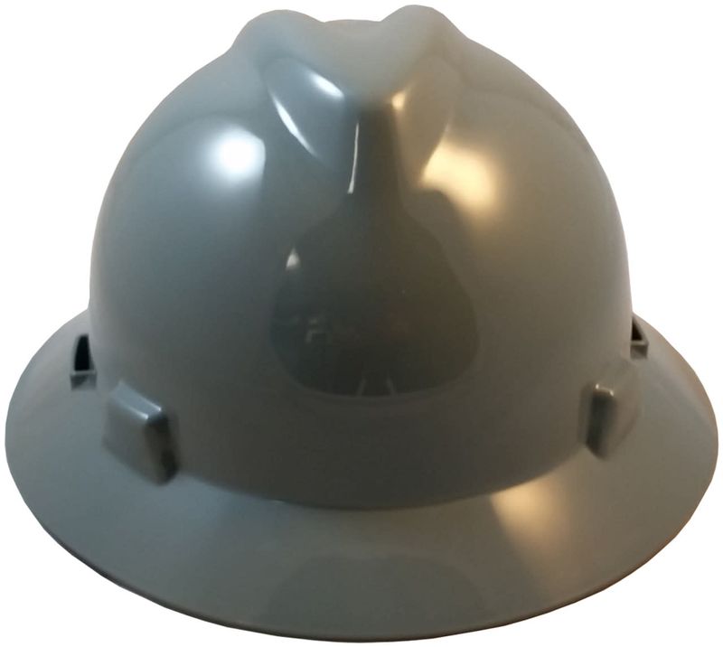 MSA V-GARD FULL BRIM HARD HATS W/ ONE TOUCH SUSPENSIONS GRAY - 10058319