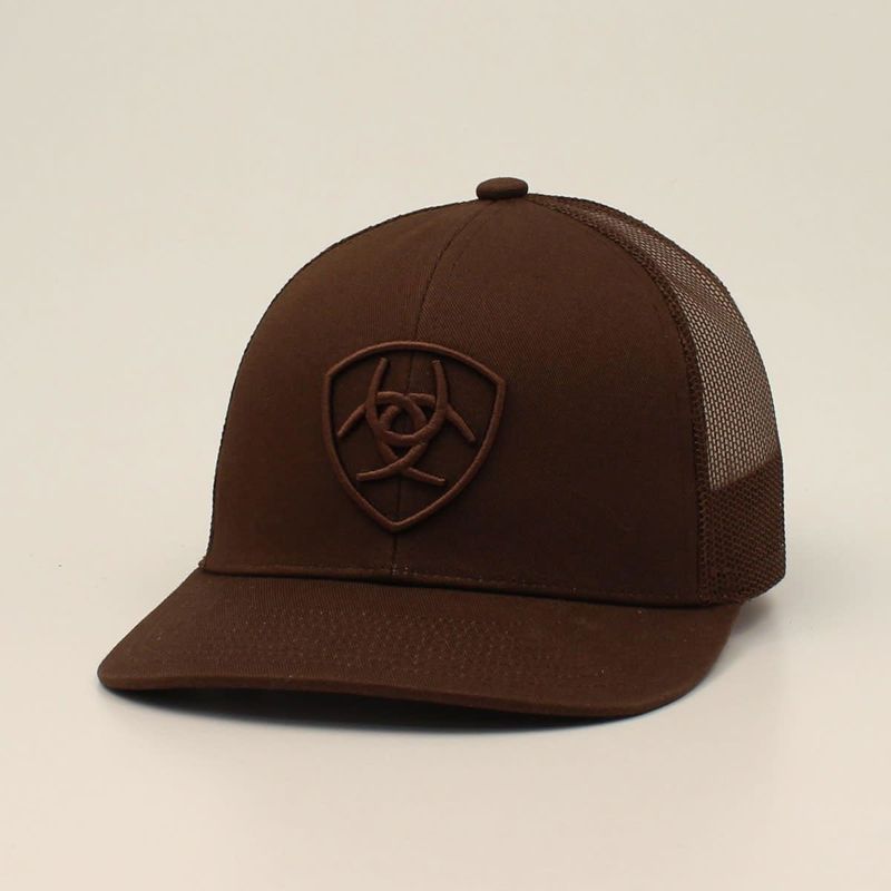 Ariat Hat Mens Cap Snap Back Shield Logo Brown A300053002