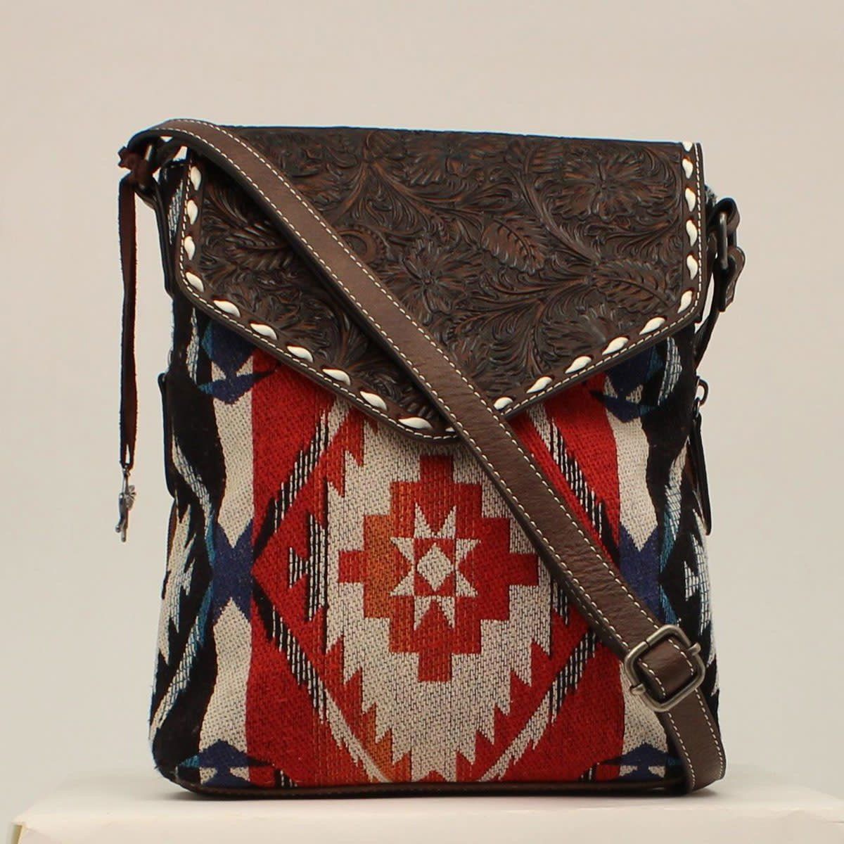 **ANGEL RANCH CONCEAL CARRY CROSSBODY BAG FRINGE AZTEC MULTICOLORED D330002297