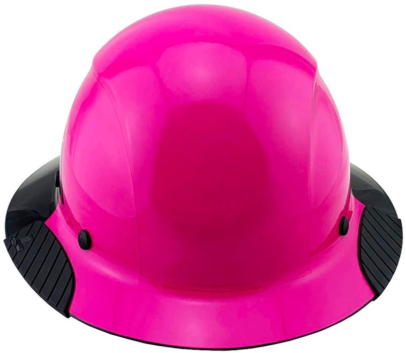 DAX Fiberglass Composite Hard Hat - Full Brim Glossy Black and Pink HDF50-21PK
