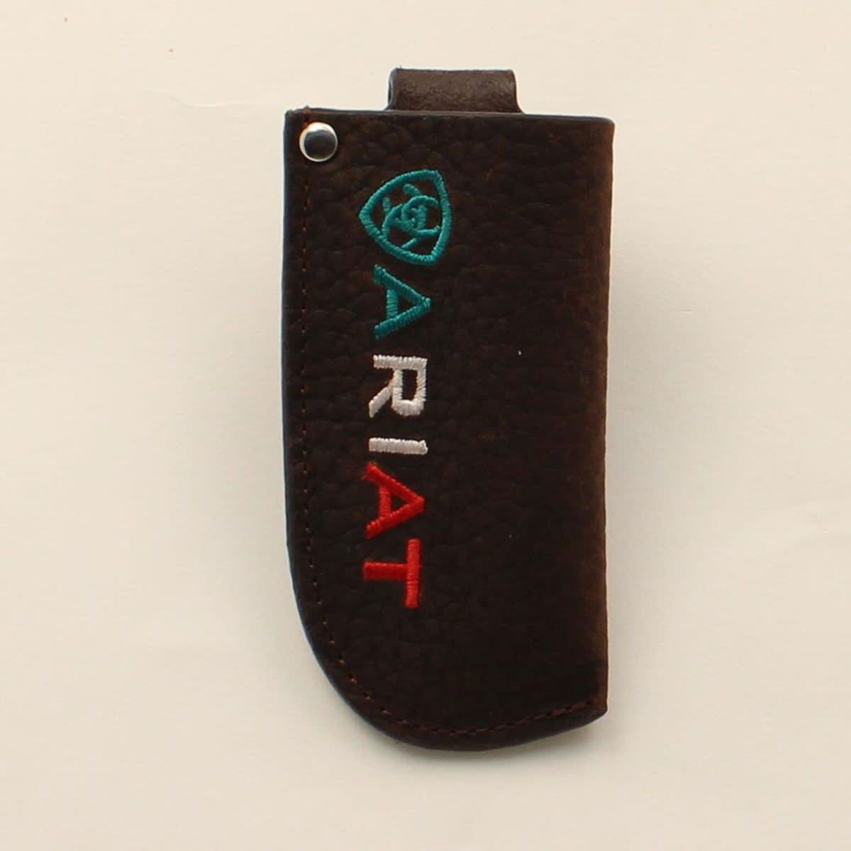 ARIAT LEATHER VERTICAL KNIFE SHEATH MEXICO LOGO ROWDY BROWN A18020282