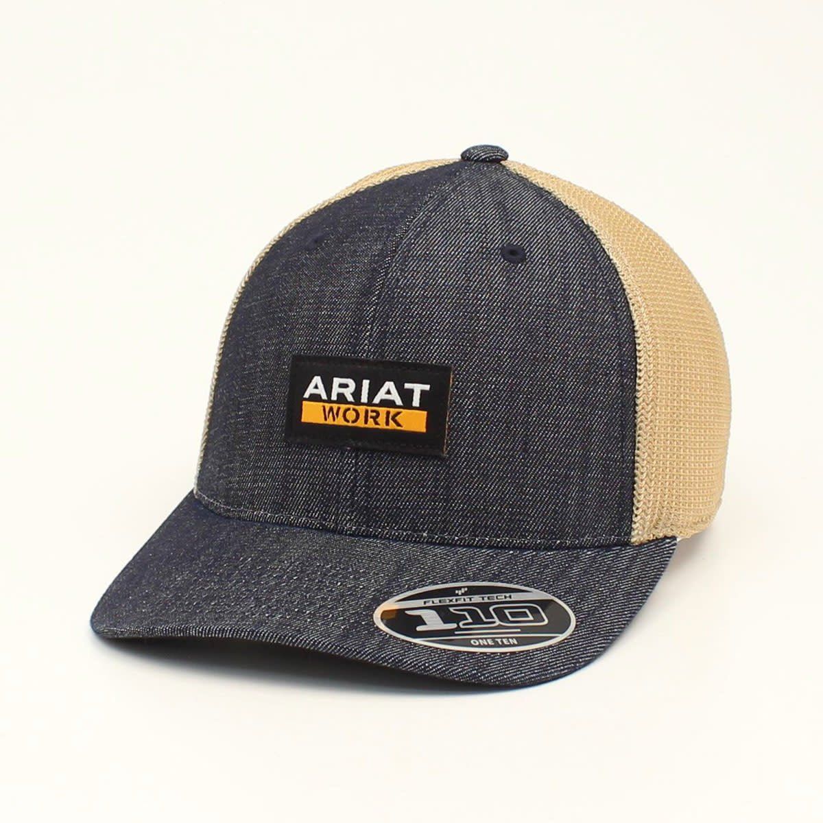 **ARIAT MENS FLEXFIT 110 SNAP BACK SMALL WORK PATCH DENIM A300018620 **ARIAT MENS FLEXFIT 110 SNAP BACK SMALL WORK PATCH DENIM A300018620