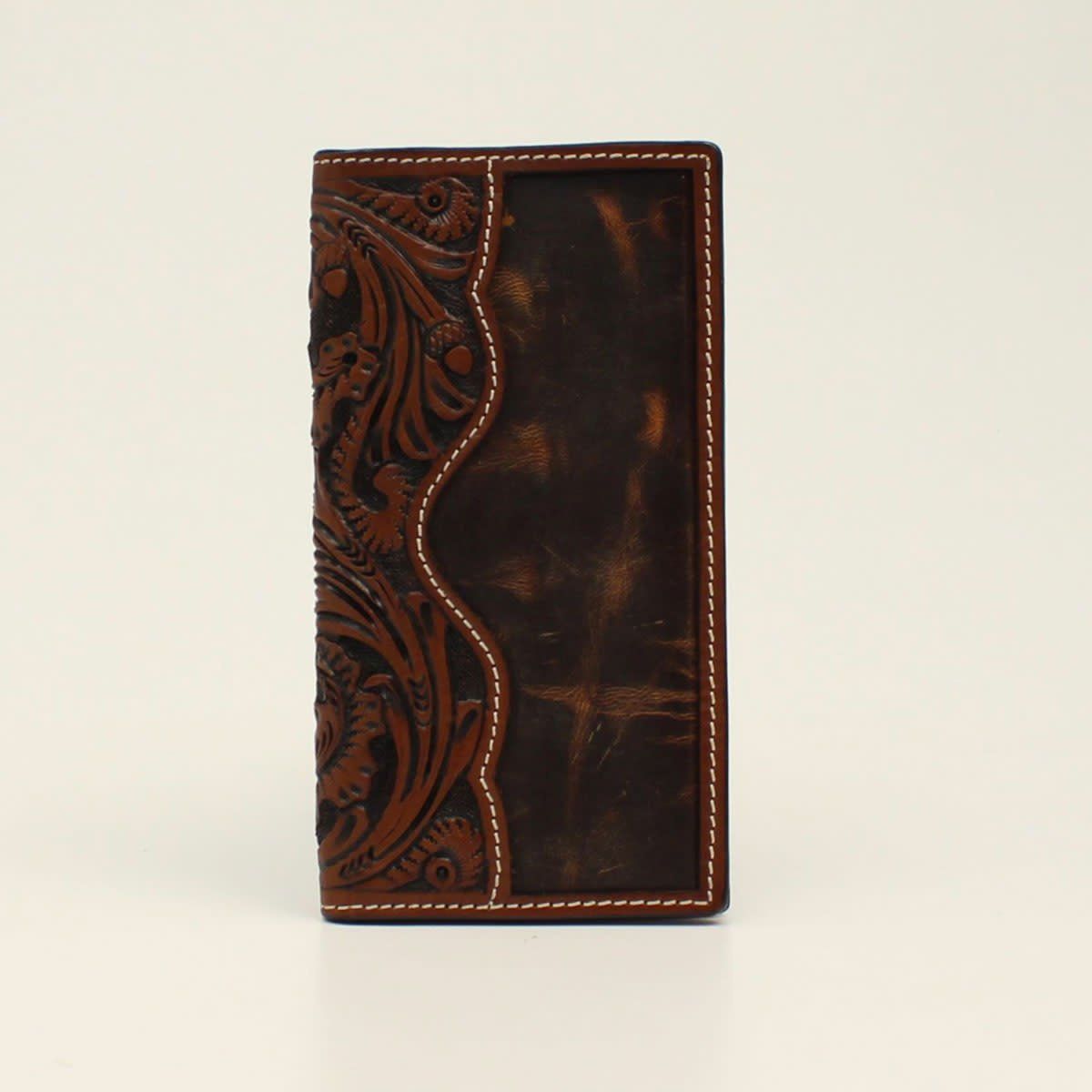 **NOCONA 3D RODEO WALLET FLORAL ACORN TOOLED BROWN  D250001602