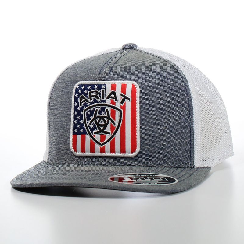 ARIAT MENS FLEXFIT 110 SNAPBACK USA FLAG DENIM A300065520