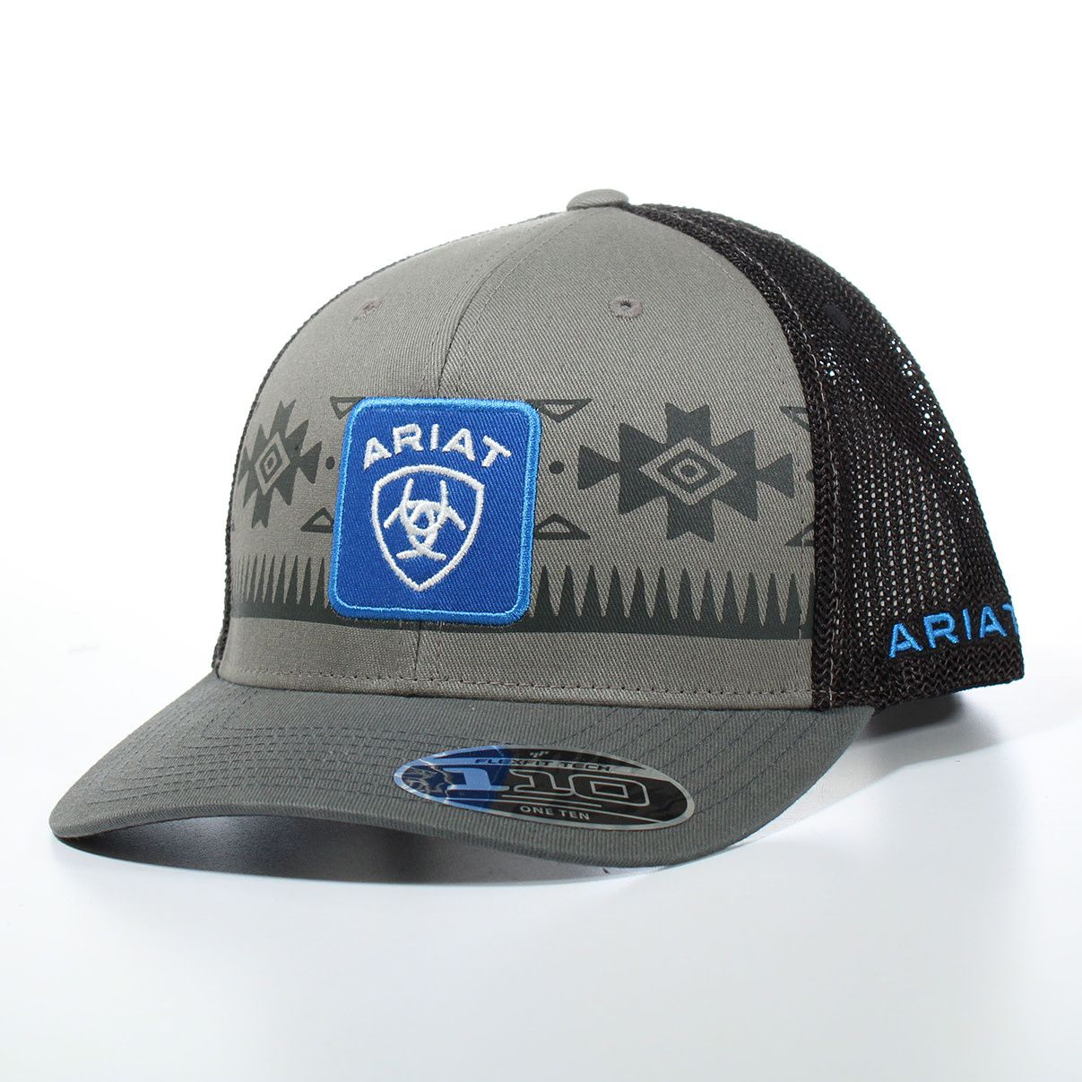 ARIAT MENS FLEXFIT 110 SNAPBACK SOUTHWESTERN SHIELD GREY A300064806