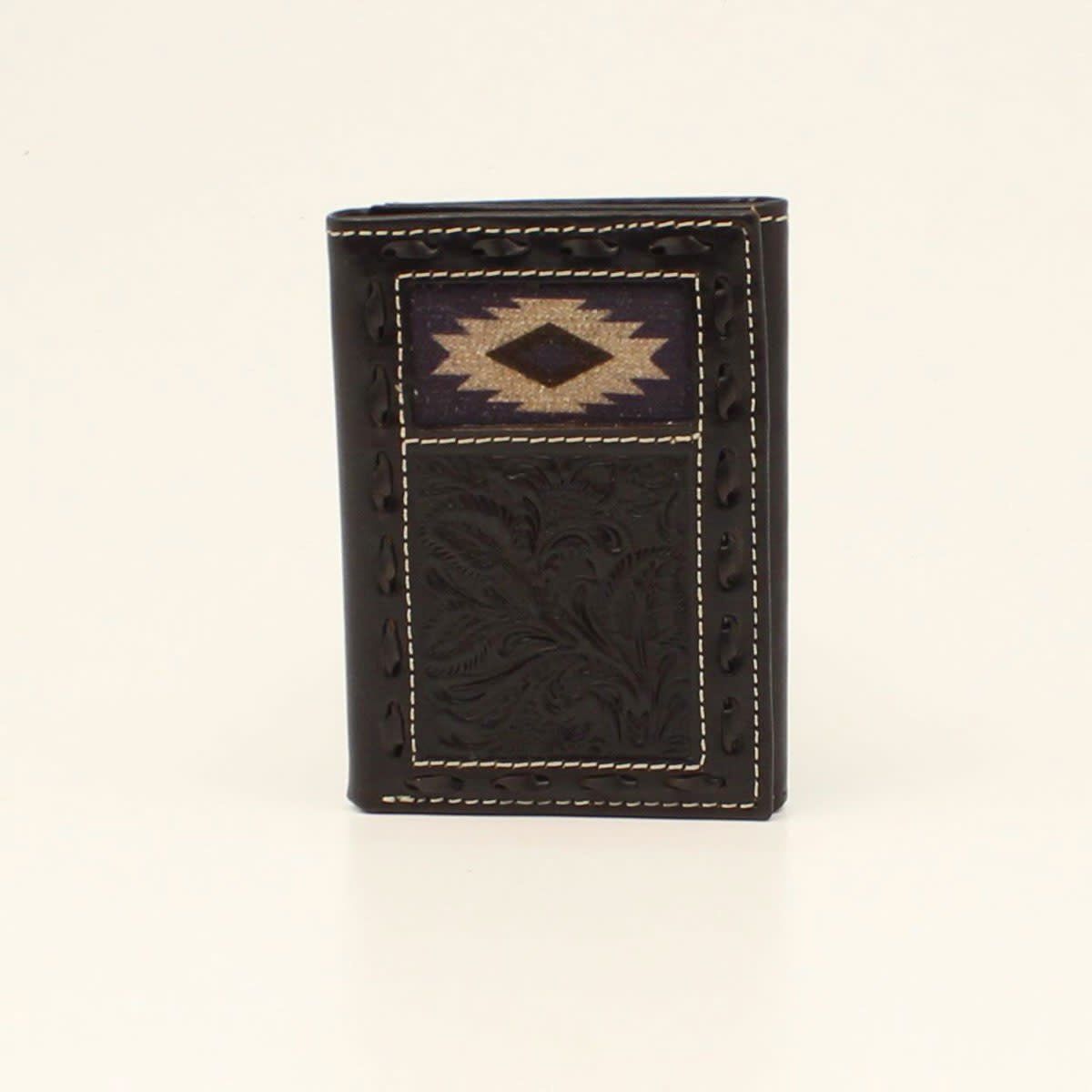 Nocona Trifold Wallet Southwestern Buck Lacing Black N500042001