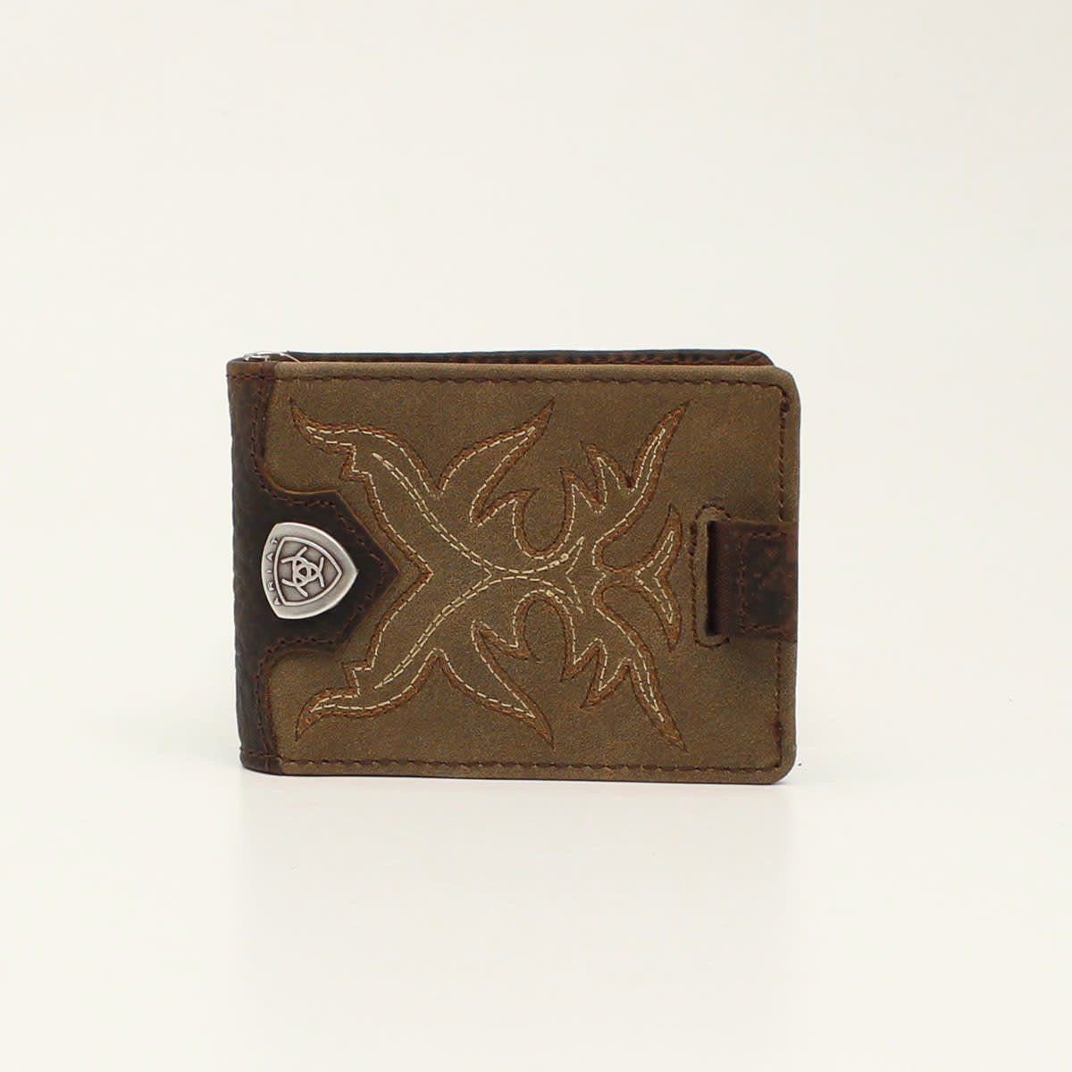 Ariat Bifold Money Clip Boot Stitch Medium Brown A3510944