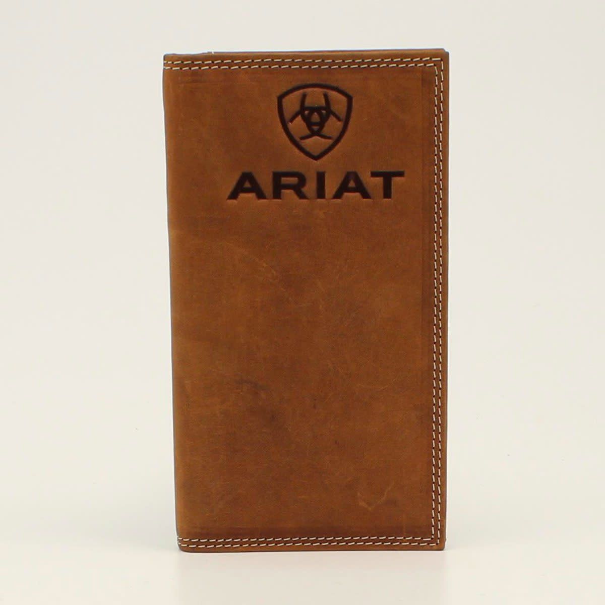 ARIAT MENS RODEO WALLET EMBOSSED LOGO MEDIUM BROWN A3548044