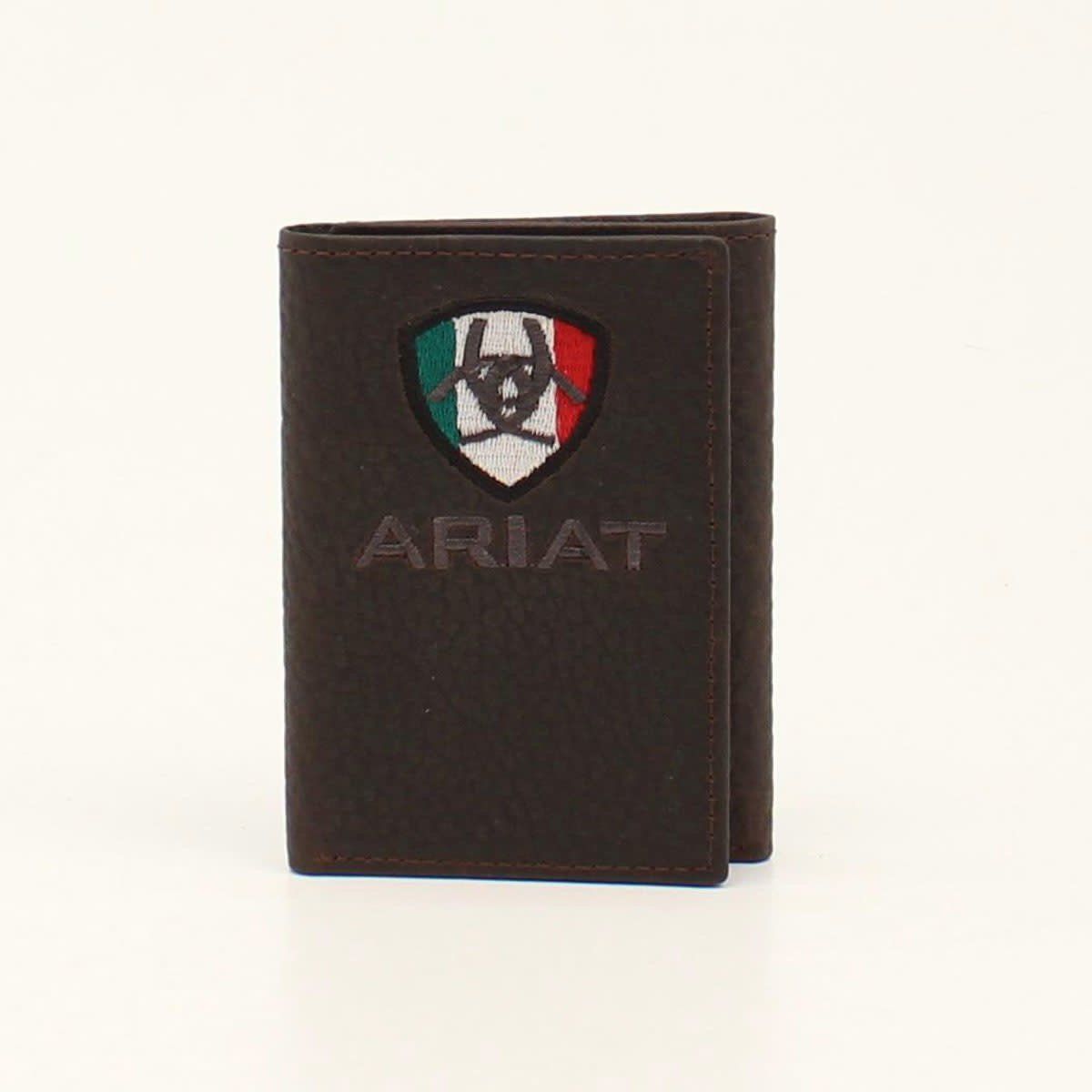 Ariat Mens Trifold Wallet Mexico Flag Logo Brown Rowdy A35492282