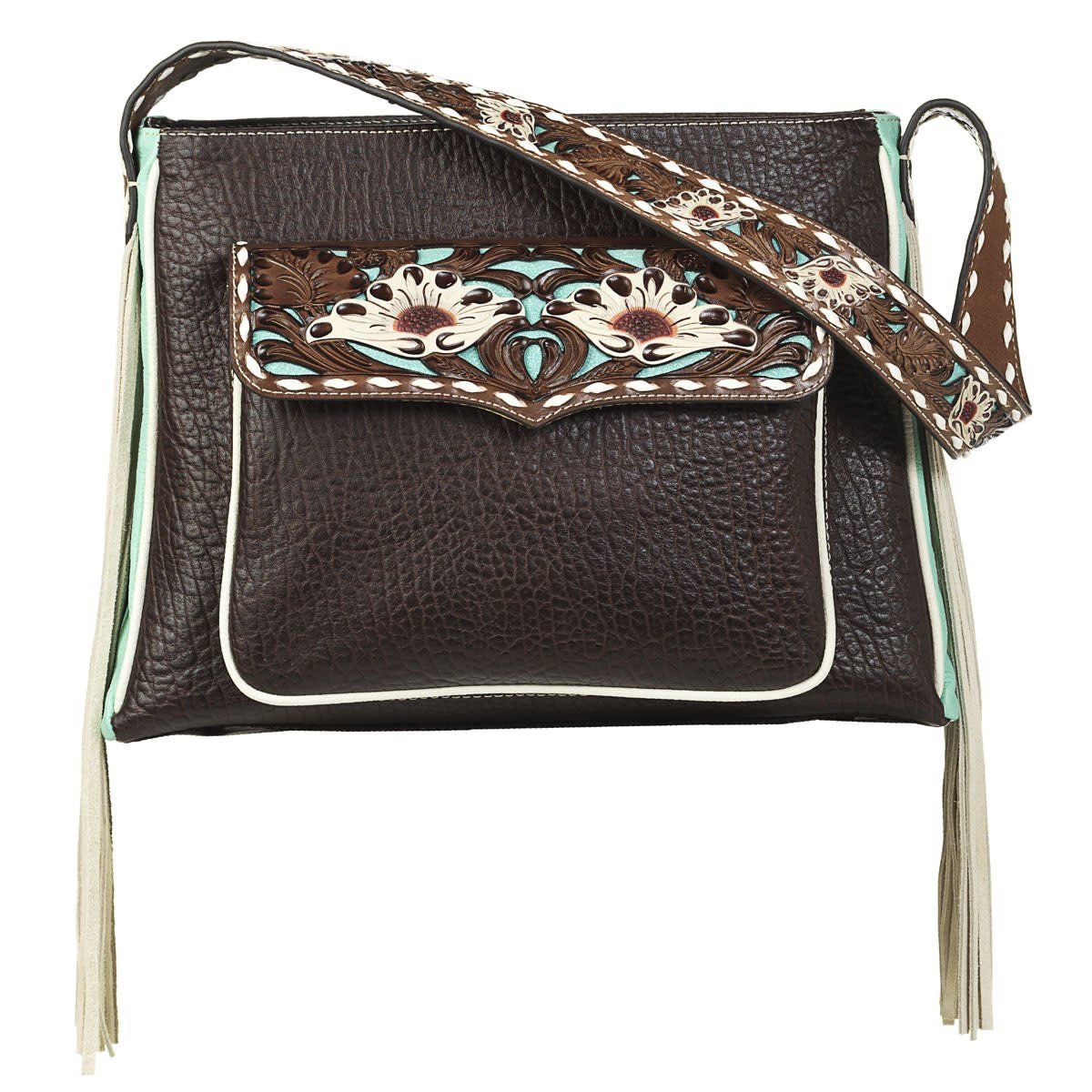 **ARIAT MONROE TOTE FLORAL PIERCED LACE BROWN A770007202