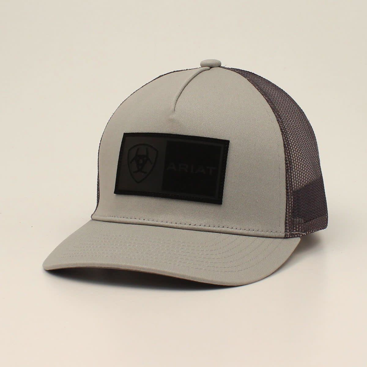 Ariat Hat MENS CAP SNAP BACK RECTANGLE PATCH LOGO GREY A300050006