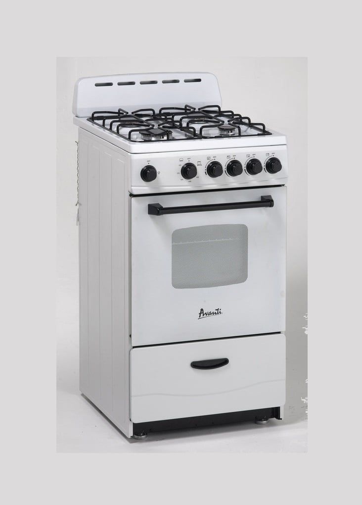 Avanti 20in Gas Range Sealed Burners-White GR2011CW