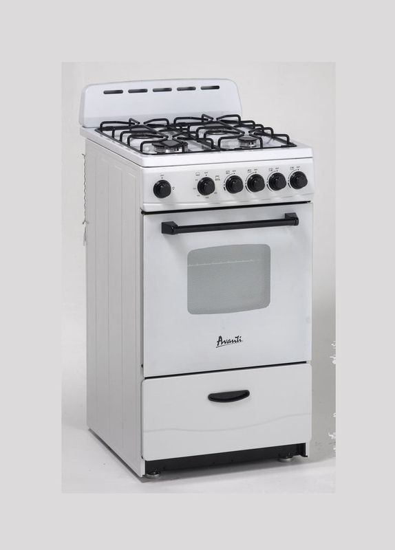 Avanti 20in Gas Range Sealed Burners-White GR2011CW