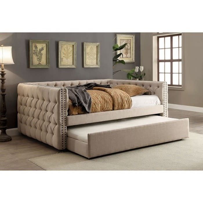 Suzanne beige Daybed w Trundle CM1028T