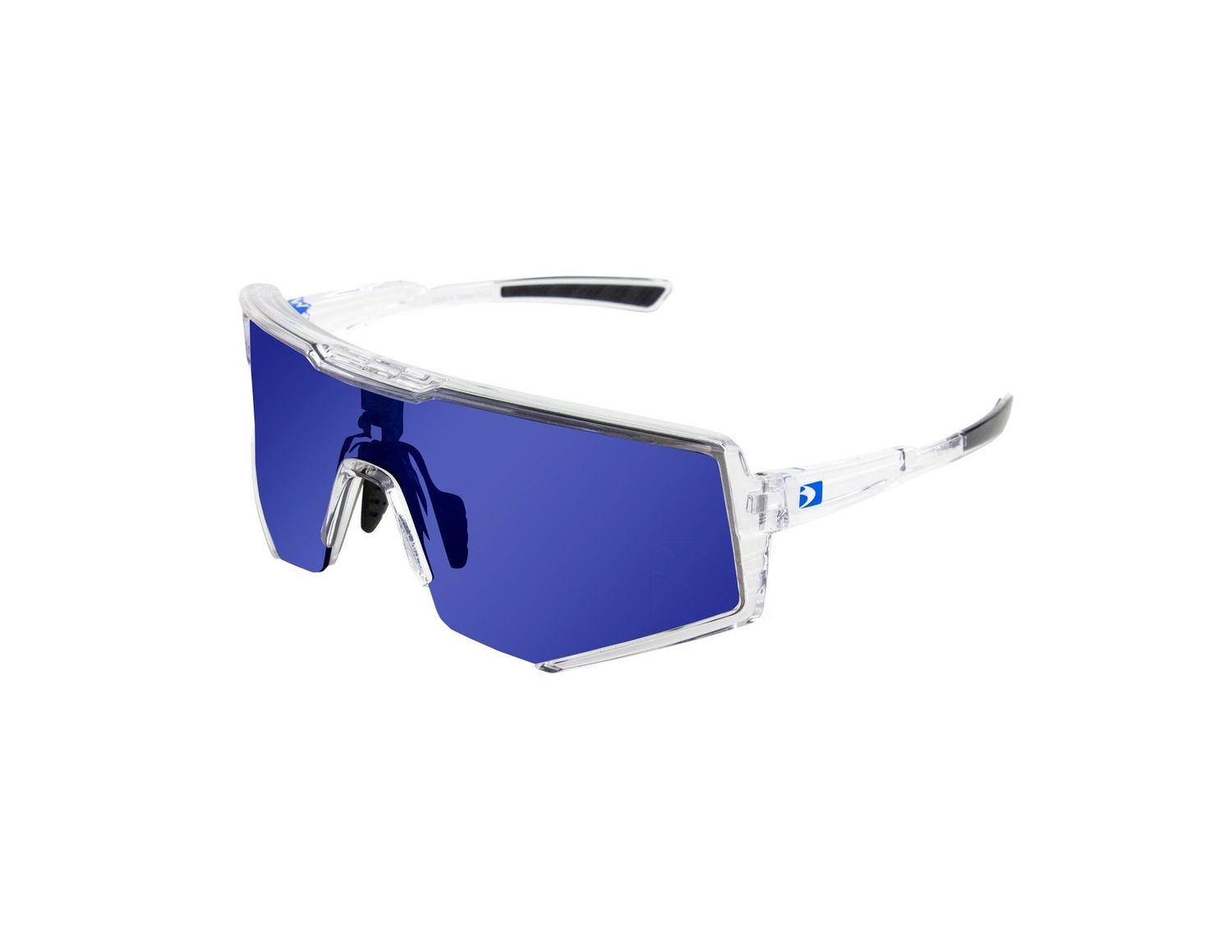 Bobster Sprocket Cycling Sunglass,  BSPR01 Crystal Clear Frame, Blue Mirror Lens