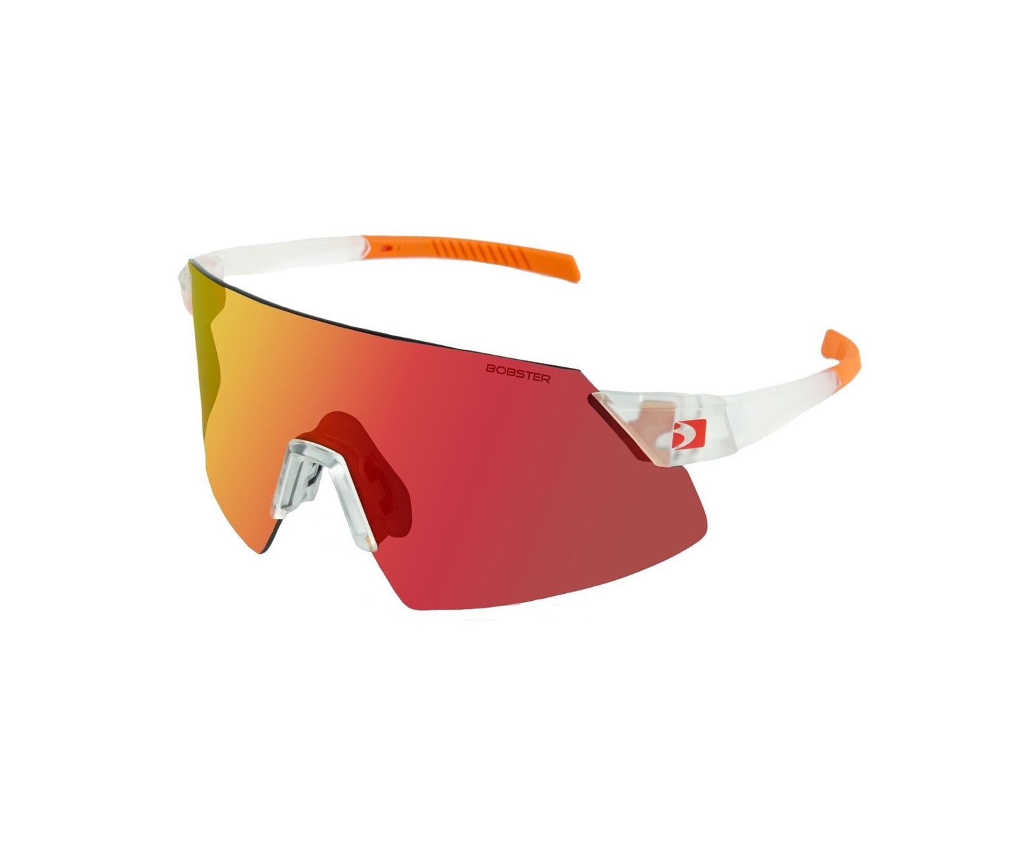 Bobster Cadence Cycling Sunglass, BCAD01 Matte Clear/Orange Frame, Smoke Black Red Revo, Yellow & Clear Lens