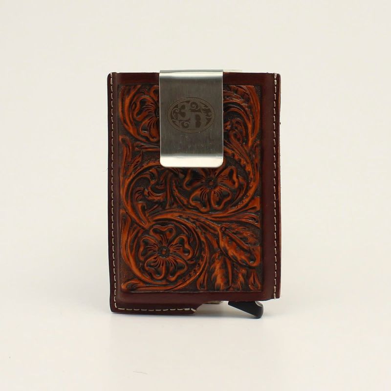 3D MENS SMART WALLET TOOLED BROWN D250002602