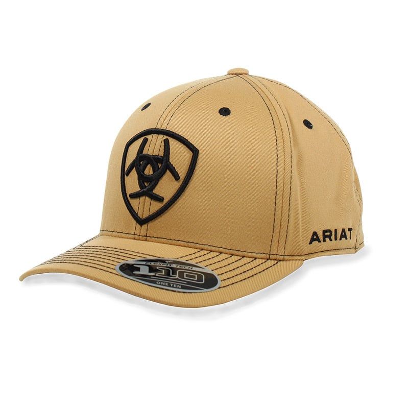 ARIAT MENS FLEXFIT 110 SNAPBACK SHIELD LOGO TAN A300064108