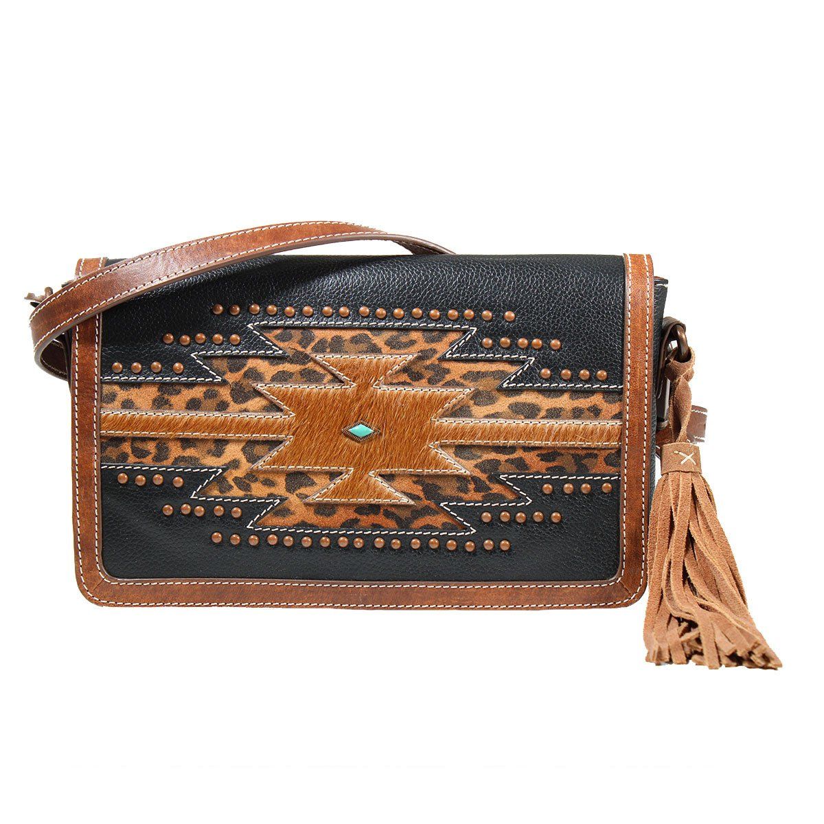 NOCONA ANIKA STYLE CROSSBODY CHEETAH BLACK AND BROWN N7700095107