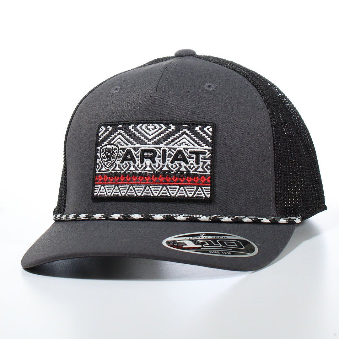 ARIAT MENS FLEXFIT 110 SNAPBACK SOUTHWESTERN ROPE GREY A300064906