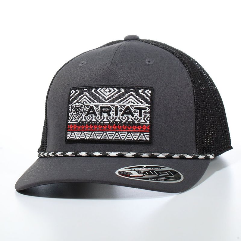 ARIAT MENS FLEXFIT 110 SNAPBACK SOUTHWESTERN ROPE GREY A300064906