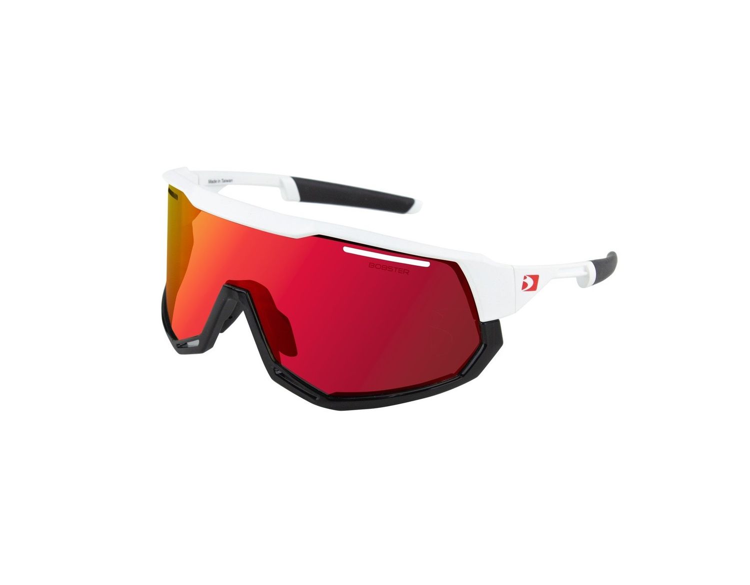 Bobster Freewheel Cycling Sunglass,  BFRE01 Matte White/Gloss Black Frame, Smoke Black Red Revo, Yellow & Clear Lens
