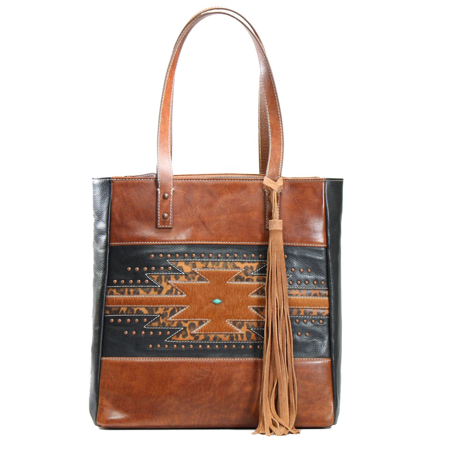 **NOCONA ANIKA STYLE CONCEAL CARRY TOTE CHEETAH BLACK AND BROWN N7700097107