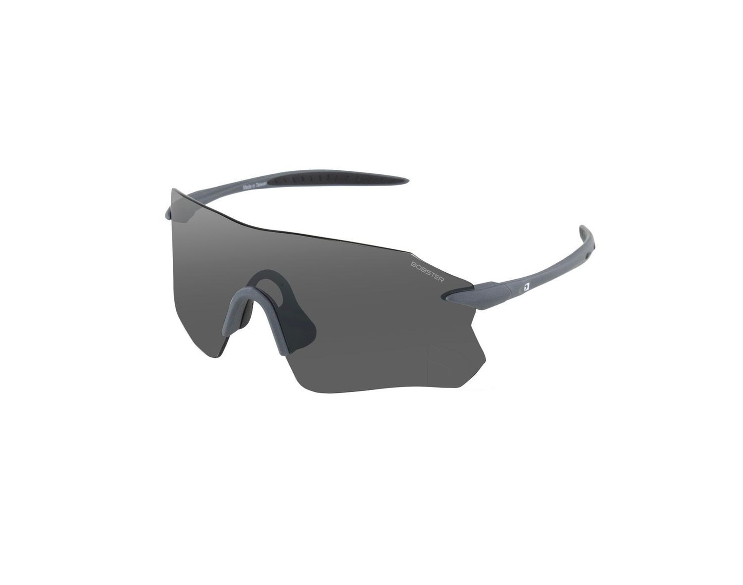 Bobster Aero Cycling Sunglass Matte Gray Frame  BAER01  Smoke Silver Mirror Lens