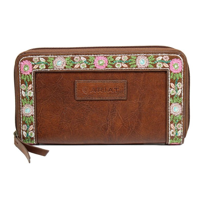 ARIAT ADDISON LADIES FLORAL WALLET BROWN A770011102