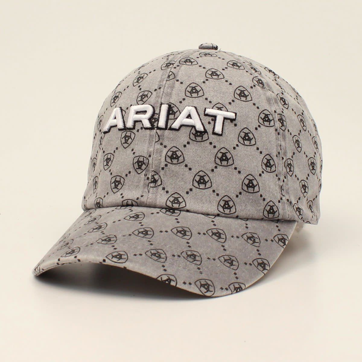 ARIAT HAT LADIES PONYFLO CAP LOGO PATTERN GREY A300064006
