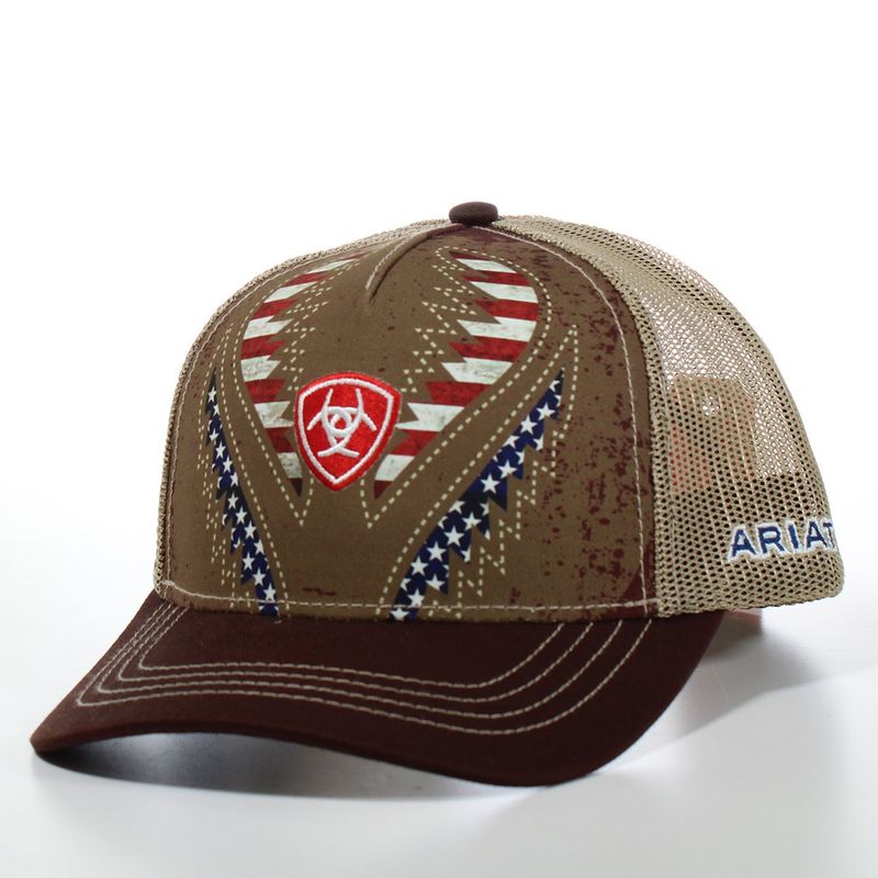 **ARIAT MENS AMERICAN FLAG BROWN CAP A300062802
