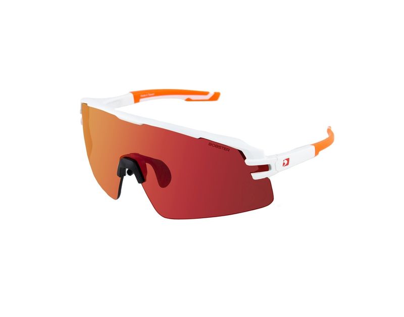 Bobster Flash Cycling Sunglass,  BFLA01 Matte White & Orange Frame, Smoke Black Red Revo Lens