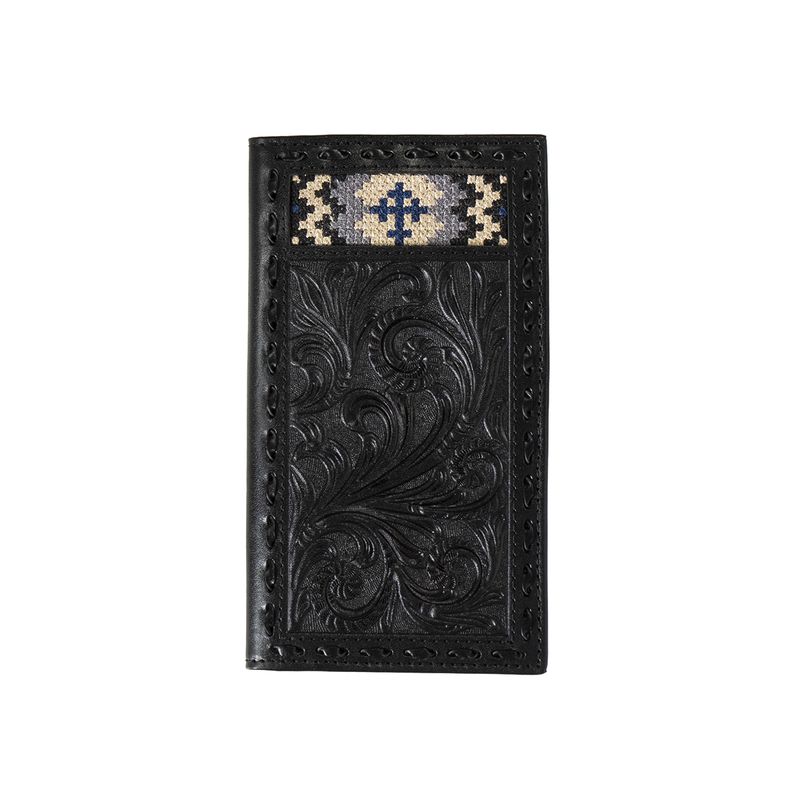 3D Rodeo Wallet Floral Leather Cross Embroidered Black D250007201