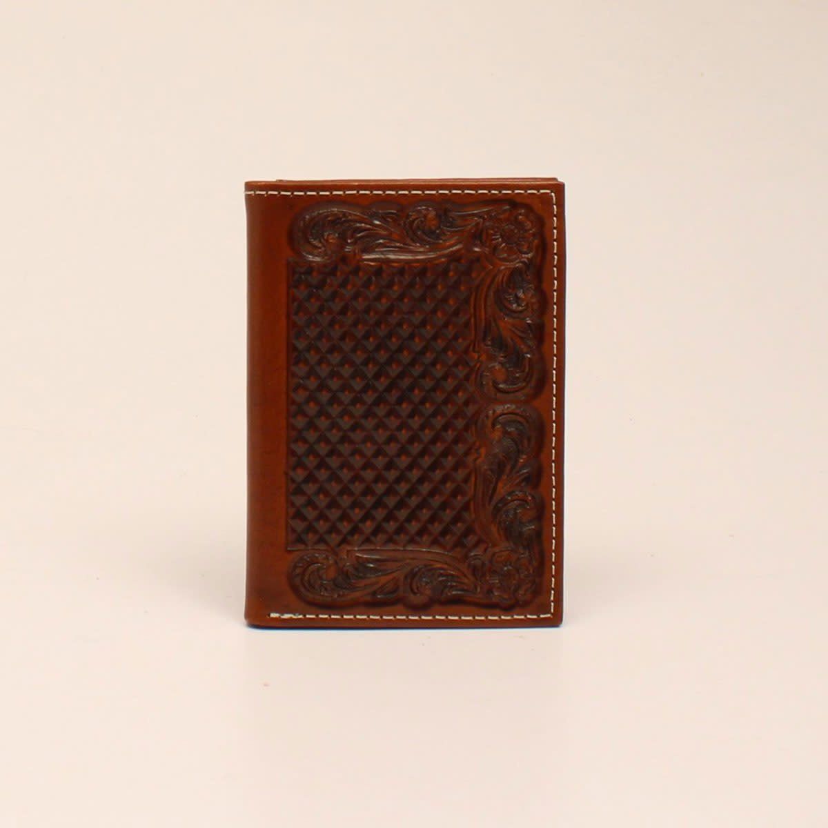 **ARIAT TRIFOLD BASKET WEAVE FLORAL EMBOSSED TAN A3544308