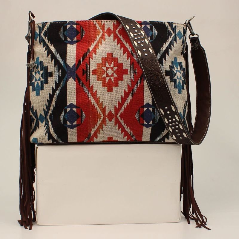 **ANGEL RANCH CONCEAL CARRY MESSENGER BAG FRINGE AZTEC MULTICOLORED D330002097
