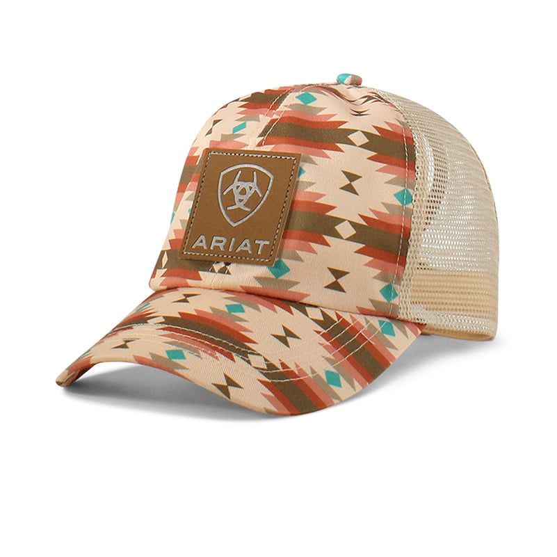 Ariat Ladies Ponyflow Cap Aztec Print Logo Pink A300080030