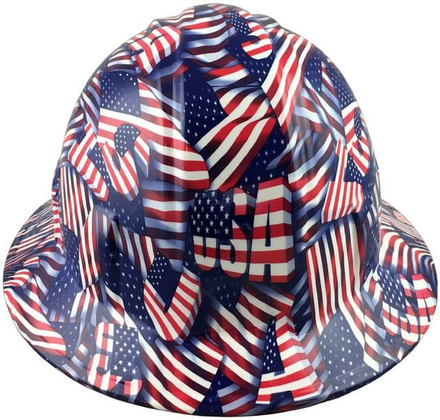 USA Flag Style Full Brim Hydro Dipped Hard Hats hdhh-1622-FB