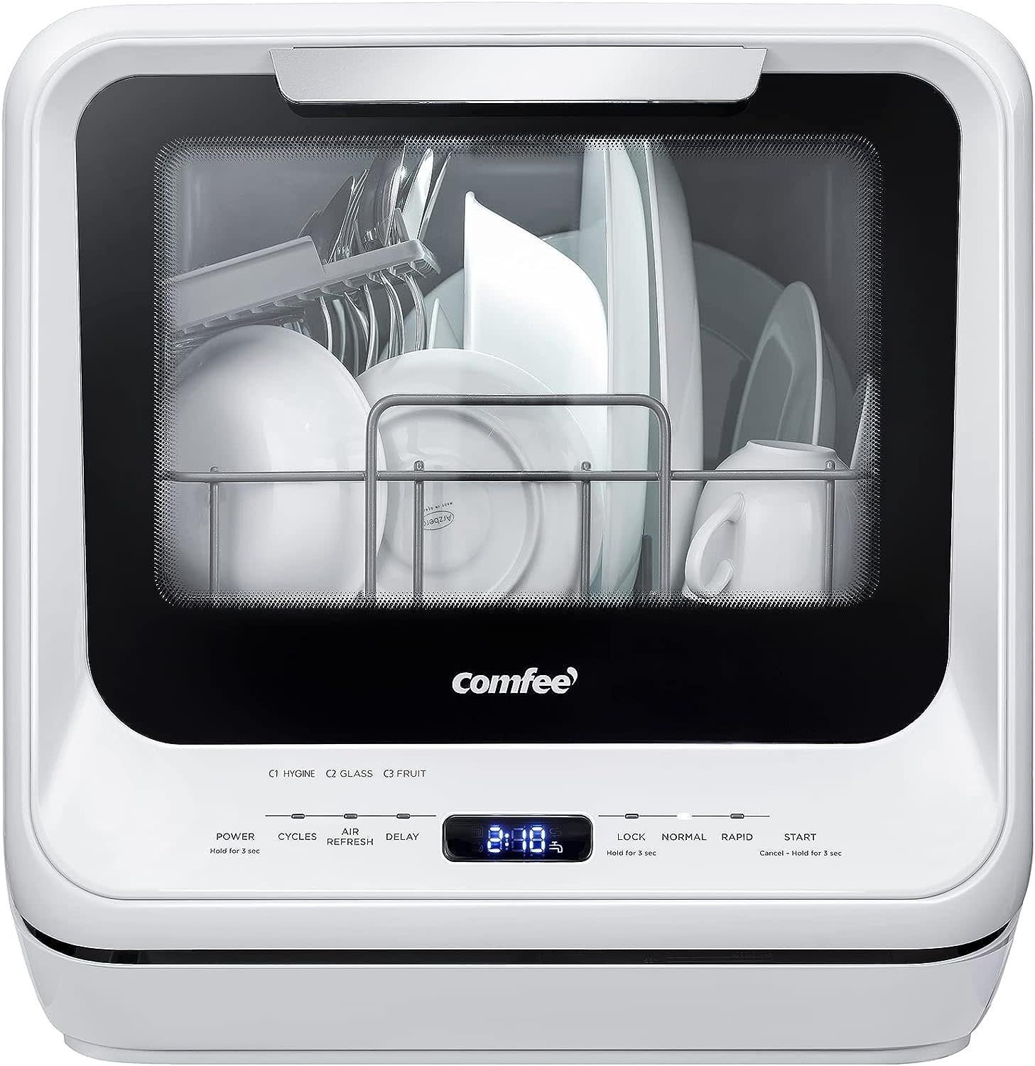 COMFEE' Portable Dishwasher Countertop with 5L Built-in Water Tank (‎CDC17P0AWB)