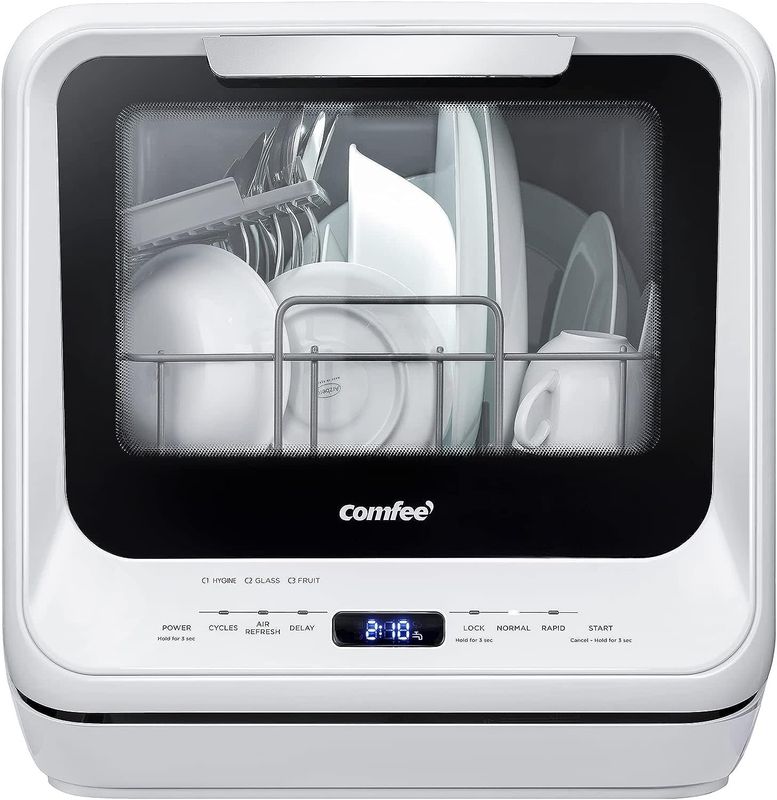 COMFEE' Portable Dishwasher Countertop with 5L Built-in Water Tank (‎CDC17P0AWB)