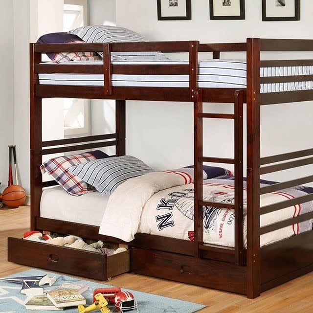CALIFORNIA WALNUT  TWIN/TWIN BUNK BED (CM-BK588T-EX-1,2,3)
