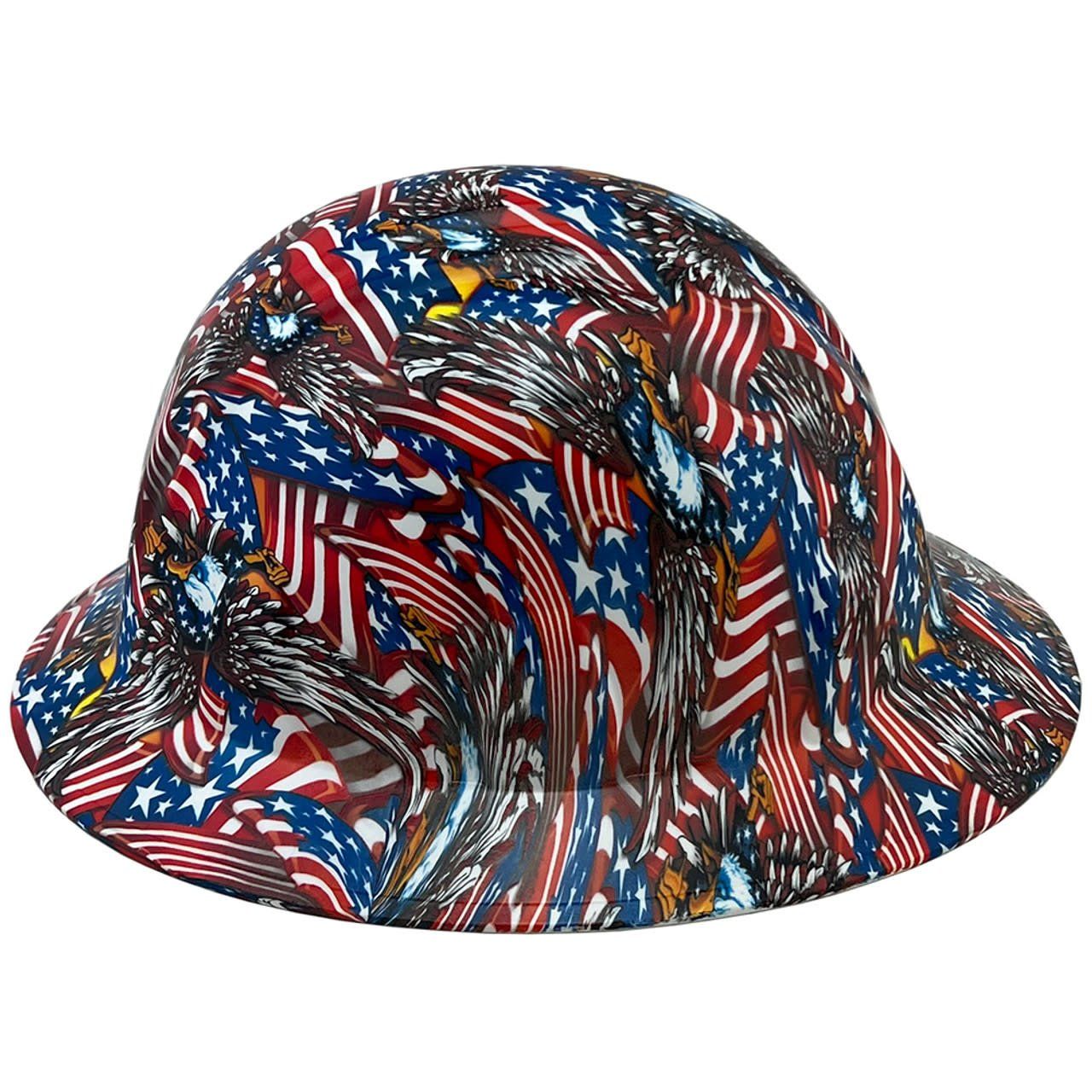 Red American Eagle Patriotic Hydro Dipped Hard Hats Full Brim Style  hdhh-1602-FB