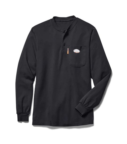 RASCO FR Henley T Shirt FR0101, Color: BLACK- FR0101BK, Size: SMALL