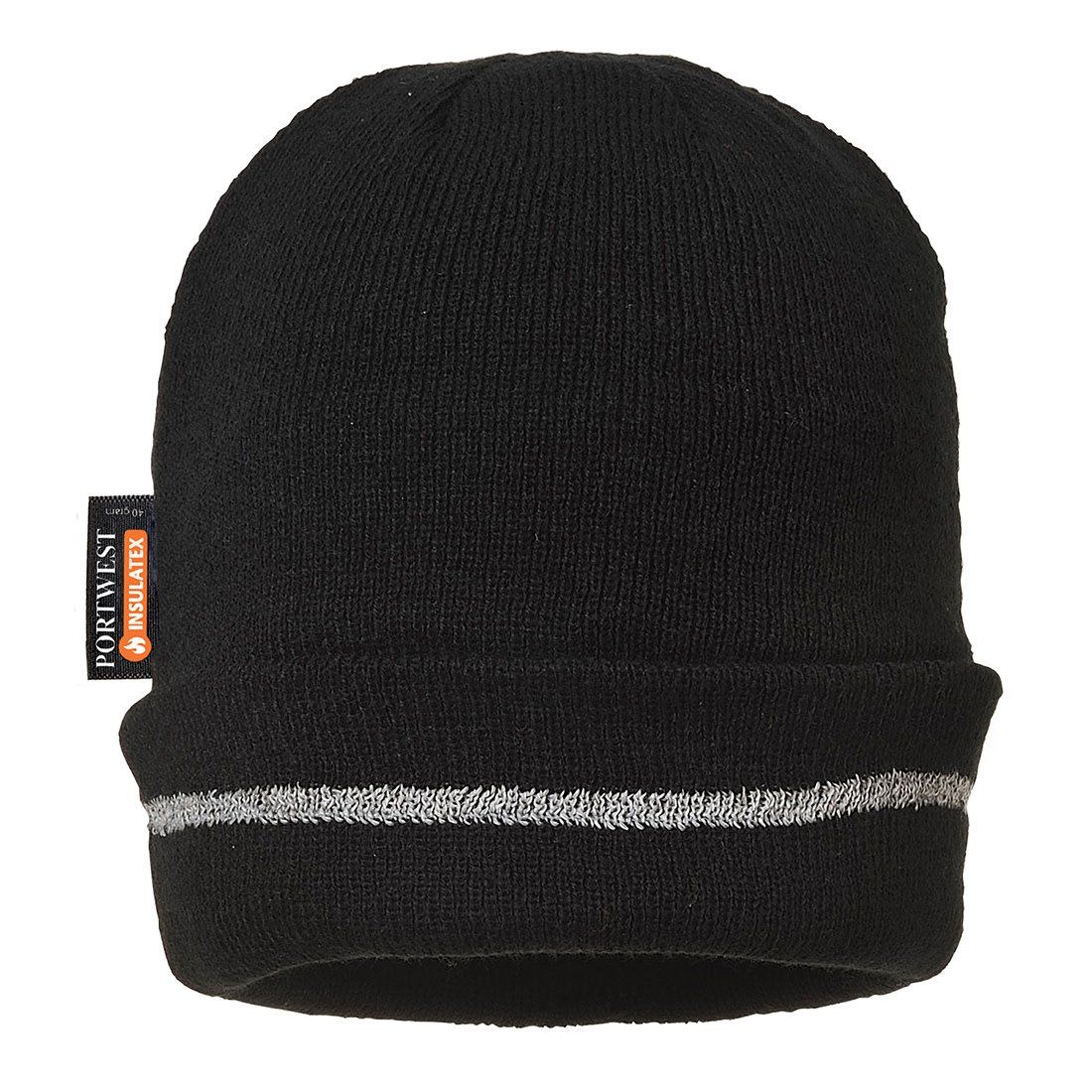 PORTWEST Knitted Hat Reflective Trim  B023, Color: BLACK